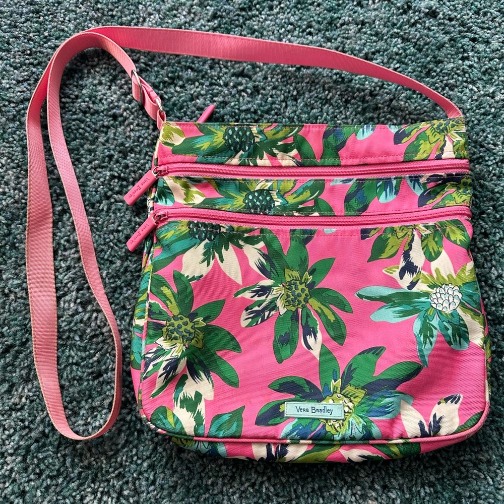 Vera Bradley Green and Pink Floral Crossbody Bag